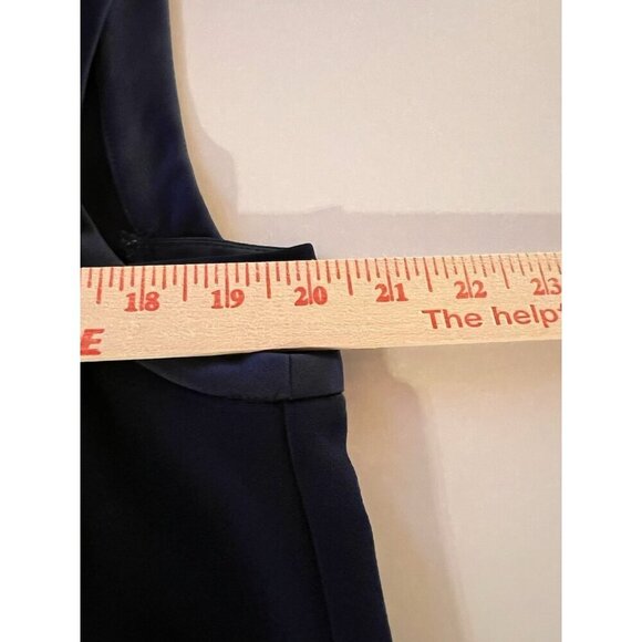 TRINA TURK navy blue scoopneck sleeveless crepe shift flowy dress L minimalist - Picture 7 of 8
